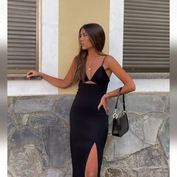 NWT Zara Cutout Front Linen-Blend Dress, Size XS - Picture 4 of 9